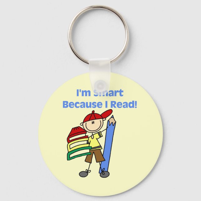 Boy Smart Because I Read Keychain (Front)