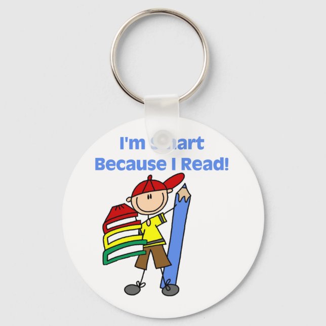 Boy Smart Because I Read Keychain (Front)