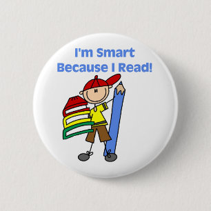 Boy Smart Because I Read Pinback Button