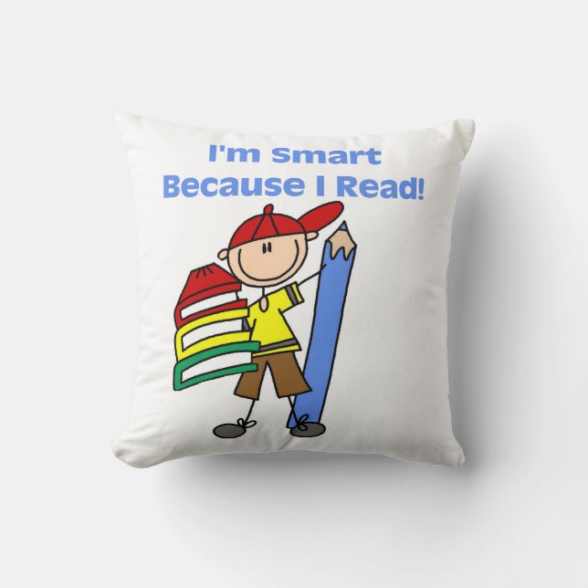 Boy Smart Because I Read Throw Pillow (Front)