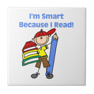 Boy Smart Because I Read Tile
