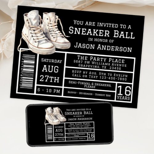 Boy Sneaker Ball Birthday Party  Invitation