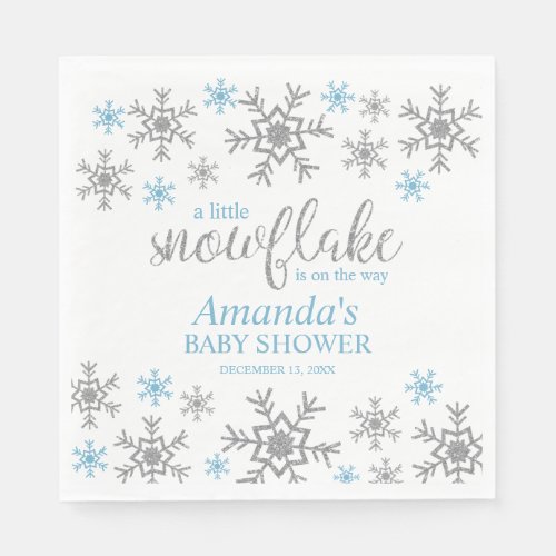 Boy Snowflake Baby Shower Napkins