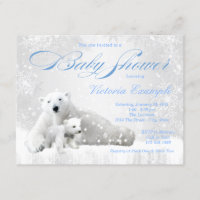 Boy Snowflake Winter Bear Baby Shower Invitations