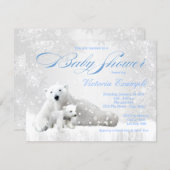 Boy Snowflake Winter Bear Baby Shower Invitations (Front/Back)