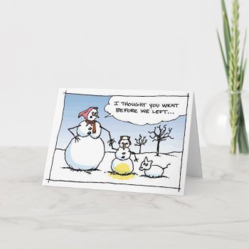 Boy Snowman Pees Funny Greeting Card by Unique_Christmas at Zazzle