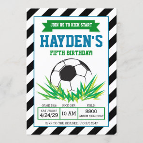 Boy Soccer Birthday Party Invitation