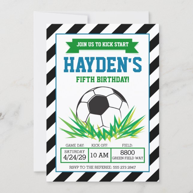 Boy Soccer Birthday Party Invitation (Front)