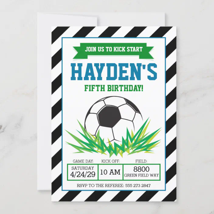 boy soccer birthday party invitation zazzle com