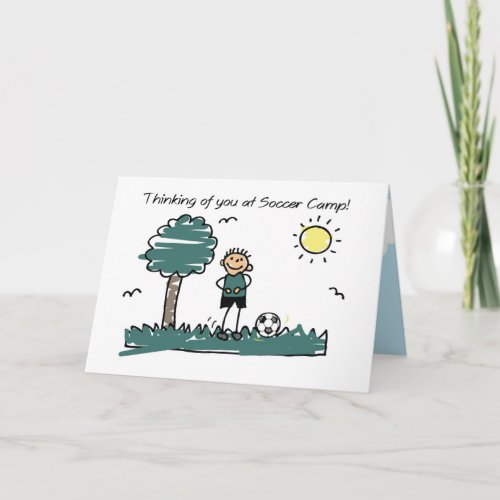 Boy Soccer Camp Stick Figure Thinking of You Card