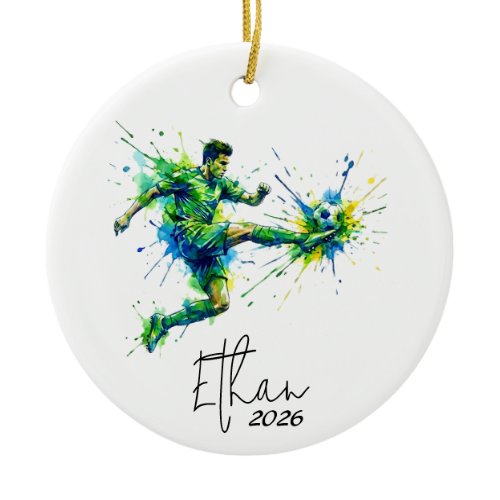 boy Soccer ornament, soccer ornament, soccer lover Ceramic Ornament