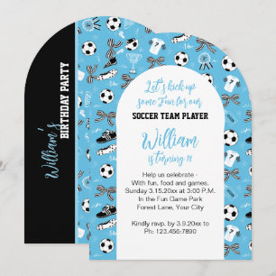 Boy Soccer Player birthday party blue Invitation