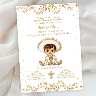 Boy Spanish Charro Baptism Invitation