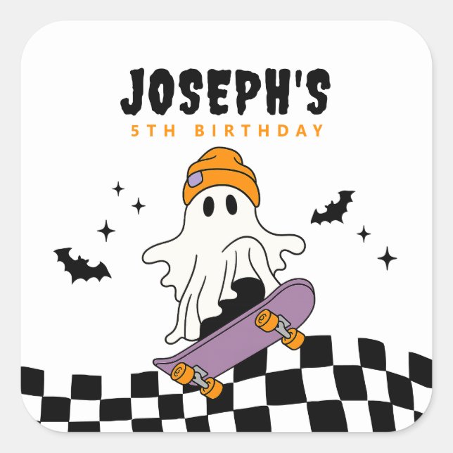 Boy Spooky Halloween Birthday Sticker (Front)