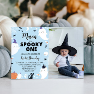 Boy Spooky One Ghost 1st Birthday Invitation