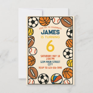 Boy Sports Football Birthday Party Theme Invitation