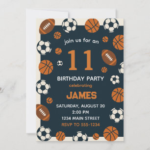 Boy Sports Football Theme Birthday Party Invitation