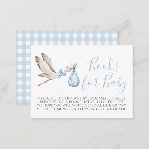 Boy Stork Baby Shower Book Request Card