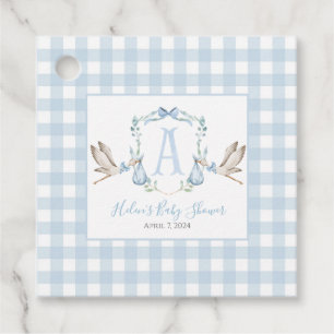 Boy Stork Blue Gingham Favor Tags