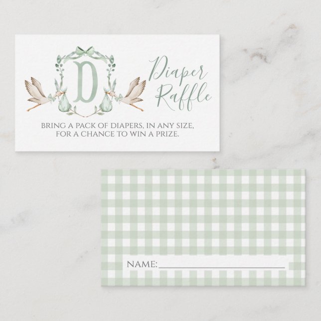 Boy Stork Diaper Raffle Card (Front/Back)