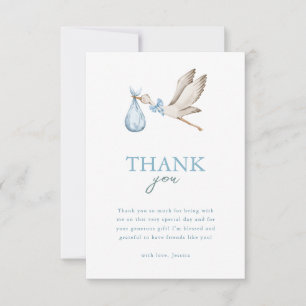 Boy Stork It Takes A Village Winter Baby Shower Thank You Card