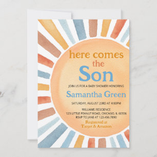 Boy Sunshine Baby Shower Invitation