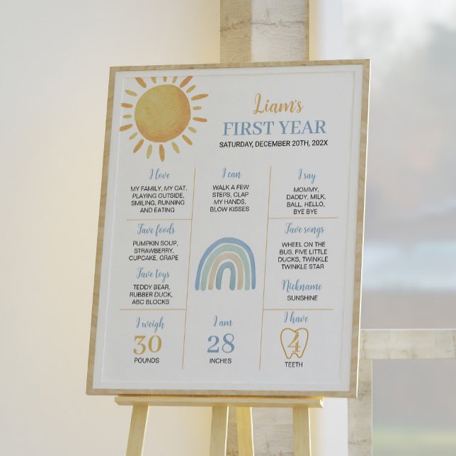 Boy Sunshine Rainbow Birthday Milestone Poster (Creator Uploaded)