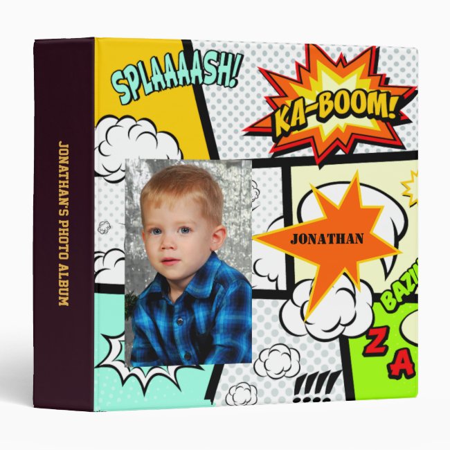 Boy Super Hero Action Photo Album 3 Ring Binder