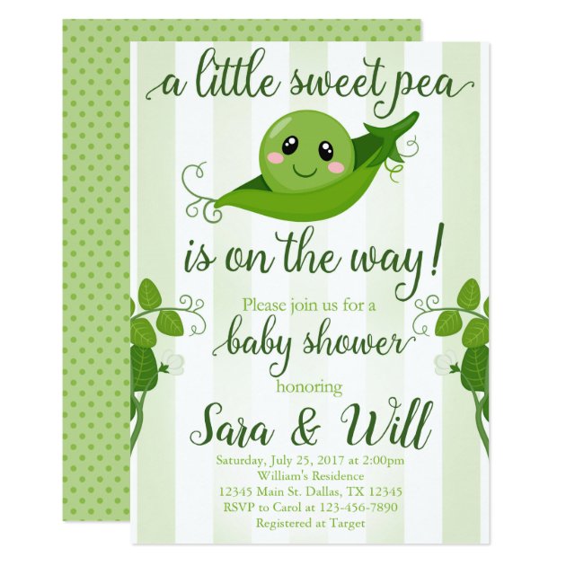sweet pea baby shower invitations