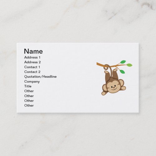 Boy Swinging Monkey Business Card Templates