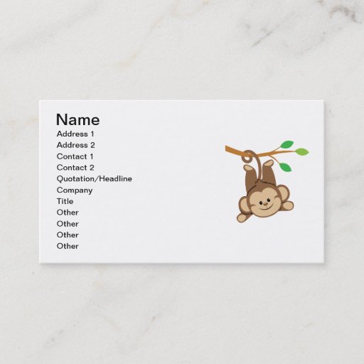 Customizable Boy Swinging Monkey Business Card Templates