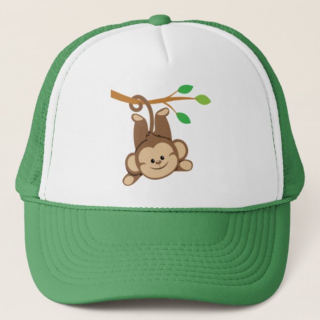 Boy Swinging Monkey Trucker Hat (Front)
