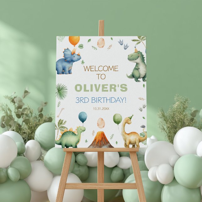 Boy T-rex Dinosaur Birthday Party Welcome Poster (Creator Uploaded)