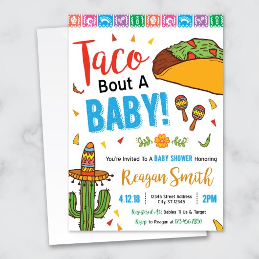 Boy Taco Bout Baby Fiesta Baby Shower Invitation (Front)