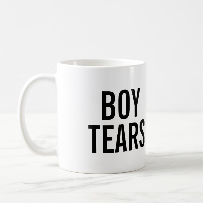 boy tears mug