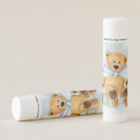 Boy Teddy Bear Baby Shower Lip Balm Favors