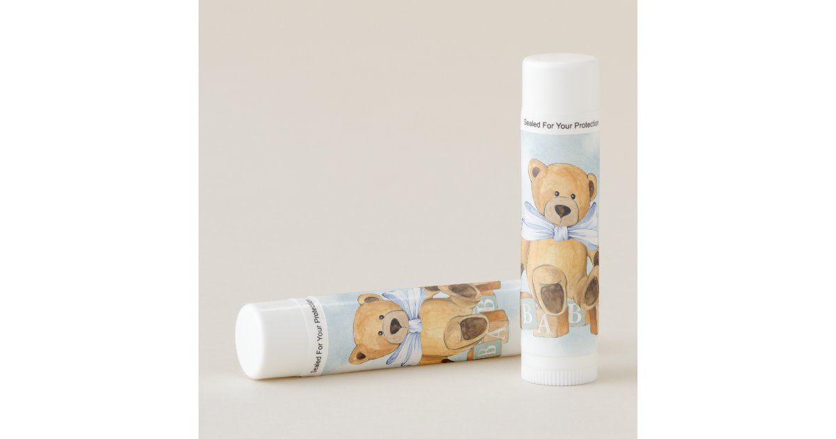 Boy Teddy Bear Baby Shower Lip Balm Favors Zazzle Com