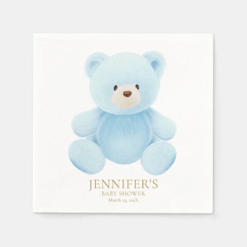 Boy Teddy Bear Baby Shower Napkins