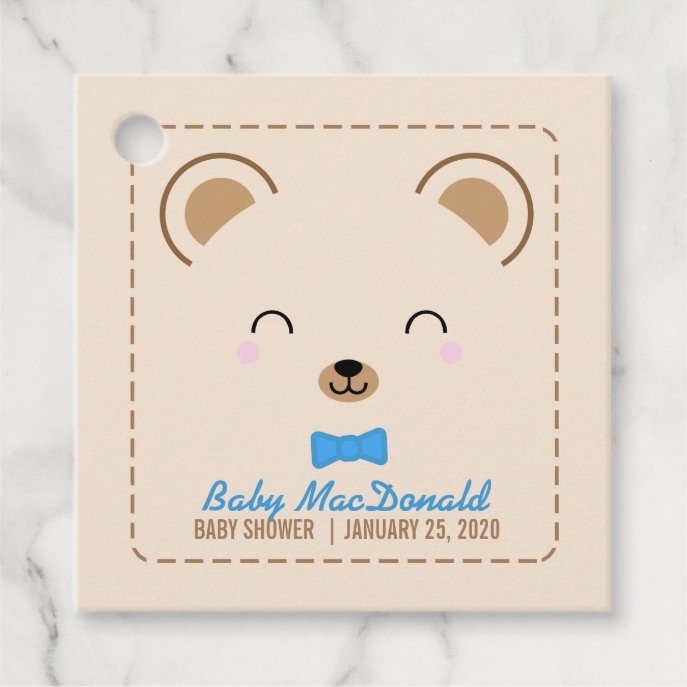boy teddy bear BABY SHOWER thank you favor tag 2