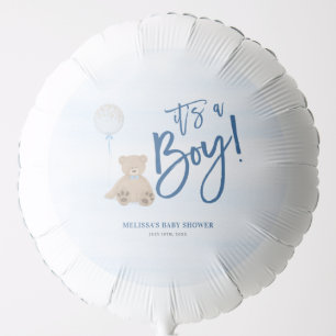 Boy Teddy Bear Blue Balloon Baby Shower