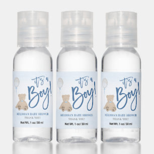 Boy Teddy Bear Blue Balloon Baby Shower Hand Sanitizer