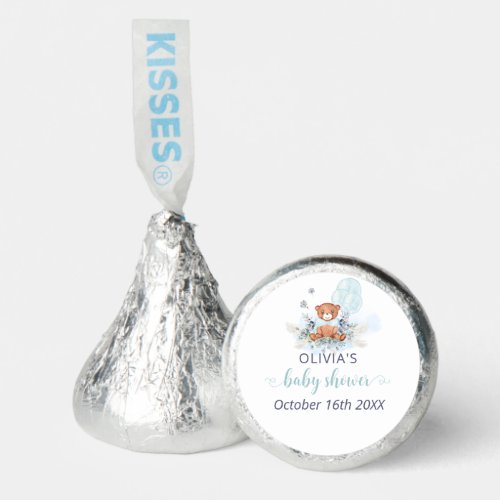 Boy Teddy Bear Blue Balloon Baby Shower Hersheys Kisses