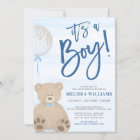 Boy Teddy Bear Blue Balloon Baby Shower
