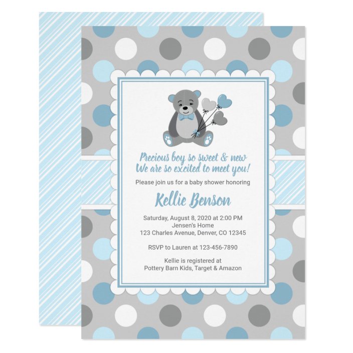 blue and grey baby shower invitations