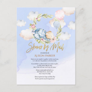Boy Teddy Bear Cute Woodland Baby Shower By Mail I Postcard