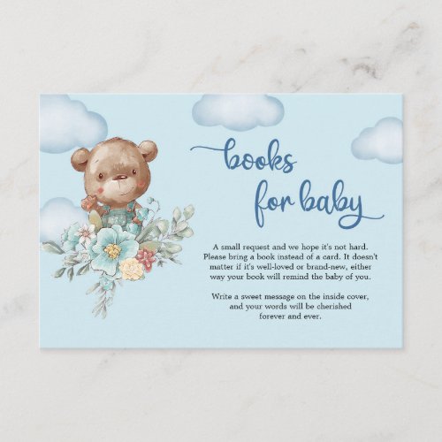 Boy Teddy bear hot air balloon book request  Enclosure Card