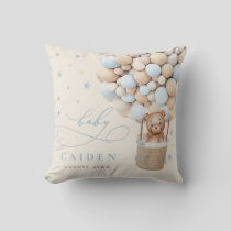 Boy Teddy Bear Neutral Baby Shower Nursery Gift Throw Pillow