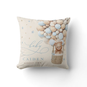Boy Teddy Bear Neutral Baby Shower Nursery Gift Throw Pillow