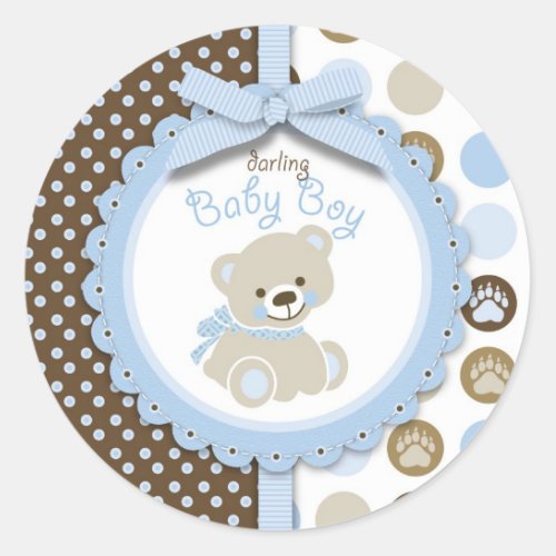 Boy Teddy Bear Round Sticker