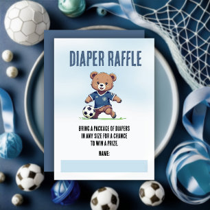 Boy Teddy Bear Soccer Baby Shower Diaper Raffle